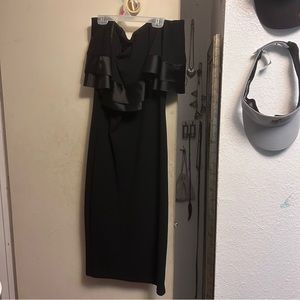 Off the shoulder ruffle black dress